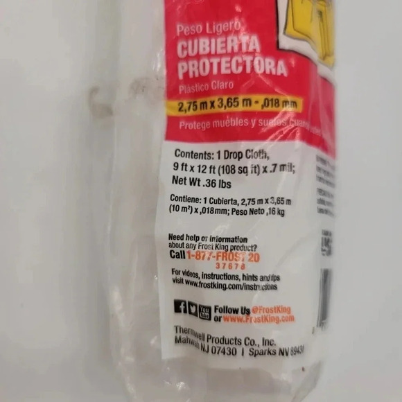 New Frost King Light Weight Drop Cloth Warp Clear Plastic 9ft x 12ft -.7 mil - Picture 7 of 7